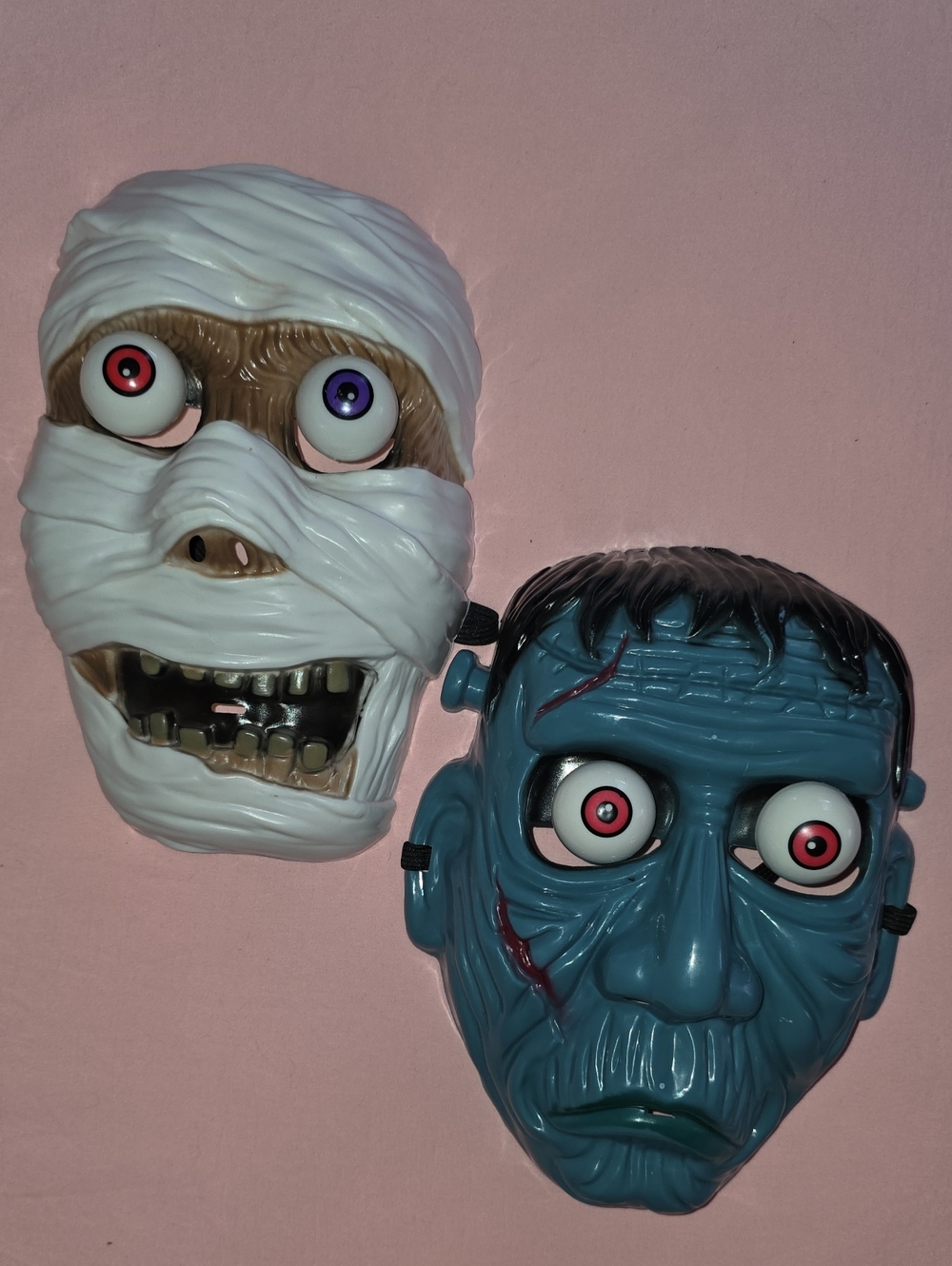 Kids Halloween Mummy & Frankenstein Costume Masks - White & Blue